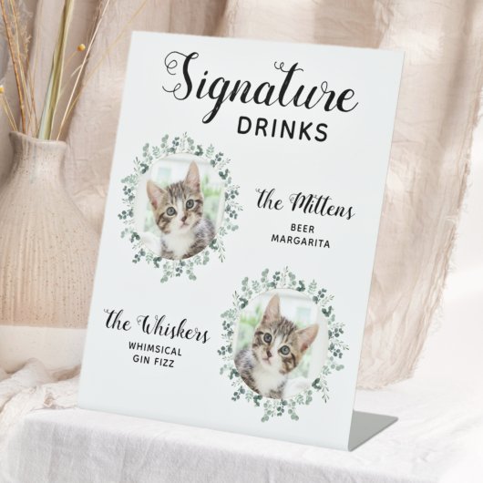 Signe De Table Chat Mariage Signature Boissons Personnalisé 2 Pho