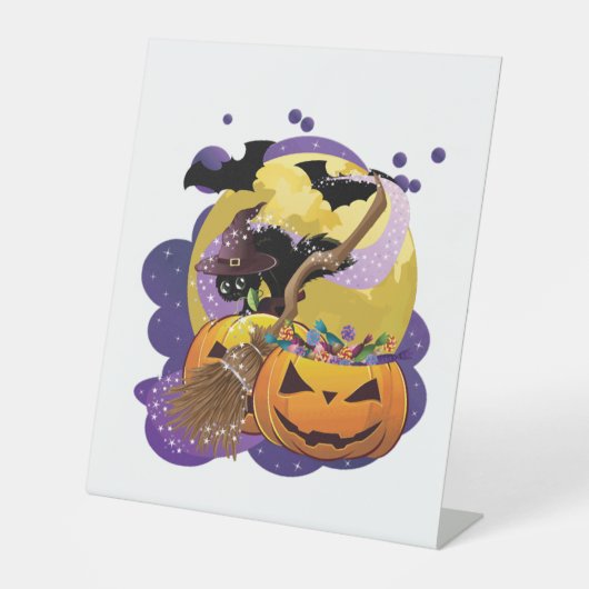 Signe De Table chat noir d'Halloween (Recto)