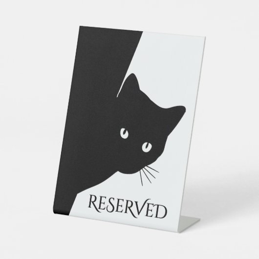 Signe De Table Chat noir rusé réservé (Recto)