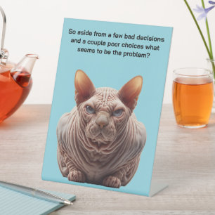 Signe De Table Chat Sphynx Grincheux