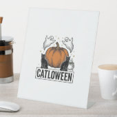 Signe De Table Chatoween Chat Noir Fantôme Halloween Conception V (In SItu)