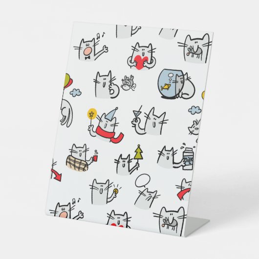 Signe De Table Chats amusants, lait et magie. (Recto)