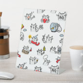 Signe De Table Chats amusants, lait et magie. (In SItu)