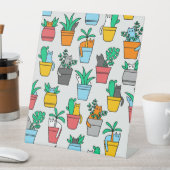 Signe De Table Chats dans les pots à fleurs (In SItu)