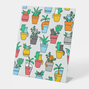 Signe De Table Chats dans les pots à fleurs