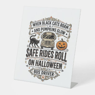 Signe De Table Chauffeur de Bus Halloween Gravure Vintage Épouvan