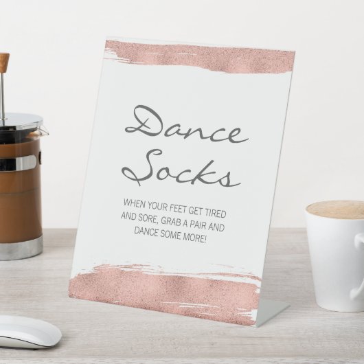 Signe De Table Chaussettes de danse Bat mitzvah rose Gold Brushst (In SItu)