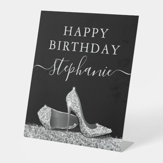 Signe De Table Chaussure haute talon Parties scintillant noir et  (Recto)