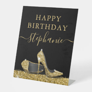 Signe De Table Chaussure haute talon Parties scintillant noir et 