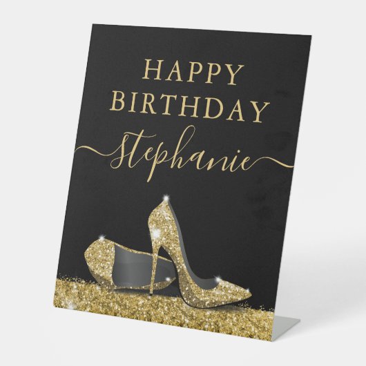 Signe De Table Chaussure haute talon Parties scintillant noir et  (Recto)