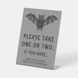 Signe De Table Chauve-souris de dessin animé gris Halloween, pren