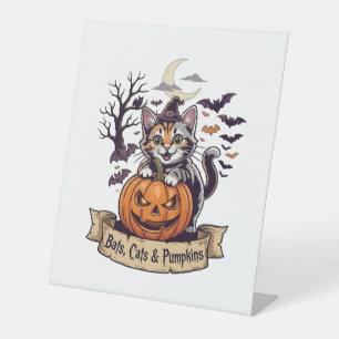 Signe De Table Chauves-souris Chats Citrouilles Halloween Sorcièr