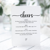 Signe De Table Cheers Wedding Bar Sign Menu