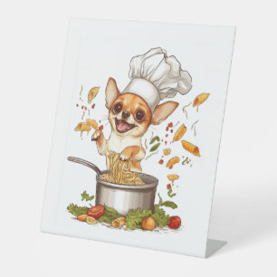 Signe De Table Chef Chihuahua - Maître de chien culinaire