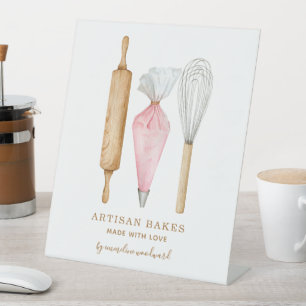 Signe De Table Chef Pâtissier Aquarelle Ustensiles de Cuisine