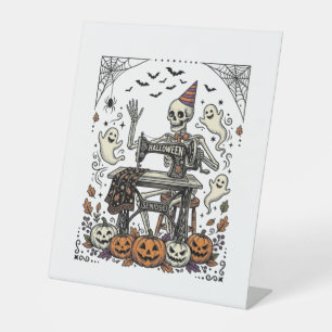 Signe De Table Chemise de machine à coudre squelette Halloween Vi