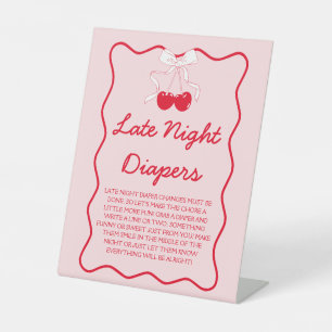 Signe De Table Cherry Baby shower Late Night Diapers Jeu