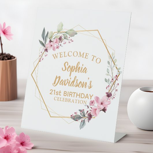Signe De Table Cherry Blossom 21e anniversaire Petite Affiche de 