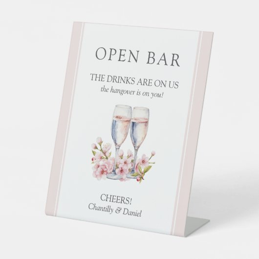 Signe De Table Cherry Blossom Mariage Funny Open Bar (Recto)