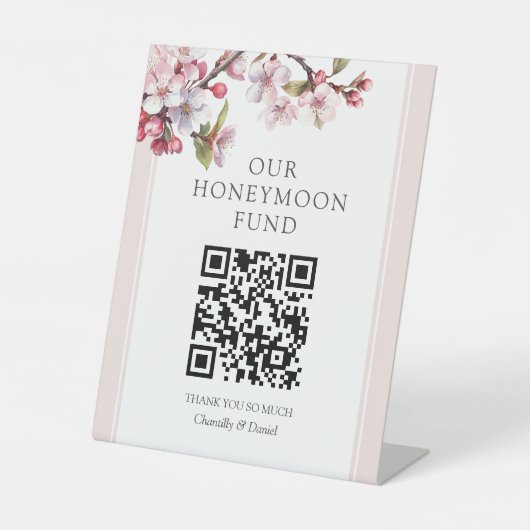 Signe De Table Cherry Blossom QR Code Honeymoon Fund (Recto)