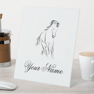 Signe De Table Cheval en couleur noire
