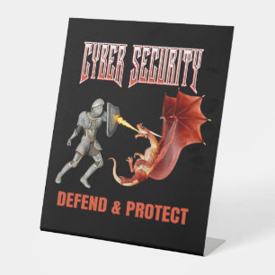 Signe De Table Chevalier de la cybersécurité Défense du dragon