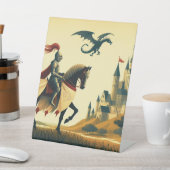 Signe De Table Chevalier médiéval/dragon/château fantastique (In SItu)