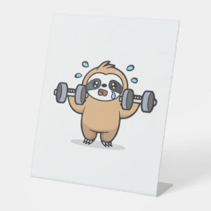 Signe De Table Chibi Sloth Gym Échec - Cute Kawaii Drôle Entraîne