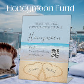 Signe De Table Chic Beach Wedding 2 Coeurs dans le sable