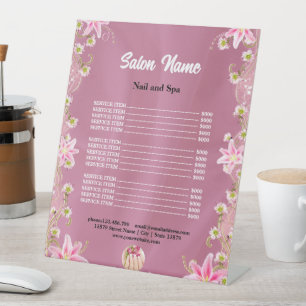 Signe De Table Chic Beauty Nail Salon Prix menu