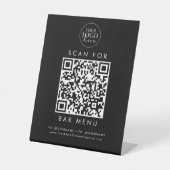 Signe De Table Chic Black Business Logo Bar Menu QR Code (Recto)