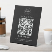 Signe De Table Chic Black Business Logo Bar Menu QR Code (In SItu)