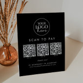 Signe De Table Chic Black Business Logo QR Code numérisation pour