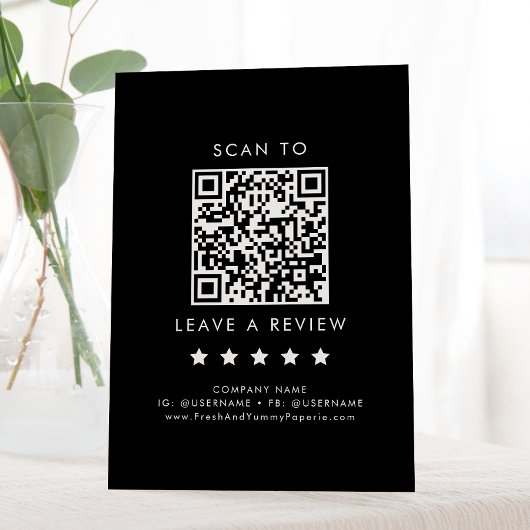 Signe De Table Chic Black Business QR Code Laisser Un Avis