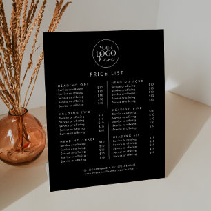 Signe De Table Chic Black Typographie Logo Liste des prix profess