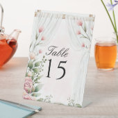Signe De Table Chic blanc à baldaquin rose Mariage Floral Numéro (In SItu)