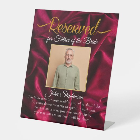 Signe De Table Chic Bourgogne Enregistrer un siège Photo Mariage (Recto)