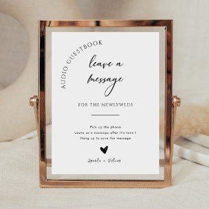 Signe De Table Chic Calligraphy Mariage Téléphone Audio Livre d'o