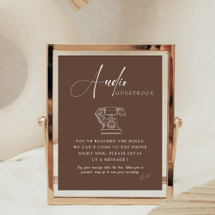 Signe De Table Chic Calligraphy Mariage Téléphone Audio Livre d'o