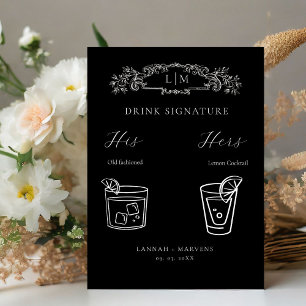 Signe De Table Chic crête botanique Signature Boisson mariage Sig