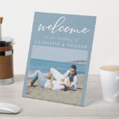 Signe De Table Chic Dusty Blue Couple Photo Mariage Bienvenue (In SItu)