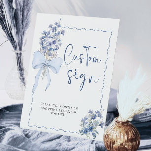 Signe De Table Chic Dusty Blue Ribbon Bow Fête des mariées person