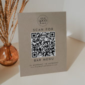 Signe De Table Chic Faux Kraft Business Logo Bar Menu QR Code