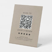 Signe De Table Chic Faux Kraft Business QR Code Laisser Un Avis (Recto)