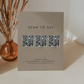 Signe De Table Chic Faux Kraft Business QR Code Scan pour payer