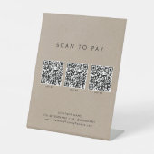 Signe De Table Chic Faux Kraft Business QR Code Scan pour payer (Recto)