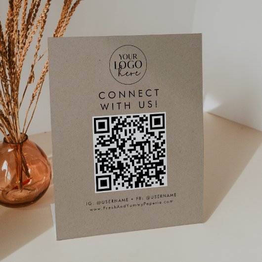 Signe De Table Chic Faux Kraft Logo Connectez-vous aux médias soc