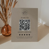 Signe De Table Chic Faux Kraft Logo QR Code Laisser Un Avis