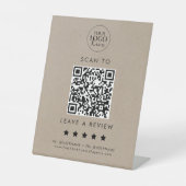 Signe De Table Chic Faux Kraft Logo QR Code Laisser Un Avis (Recto)