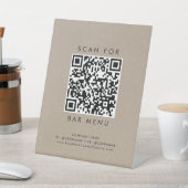 Signe De Table Chic Faux Kraft Typographie Bar Menu QR Code (In SItu)